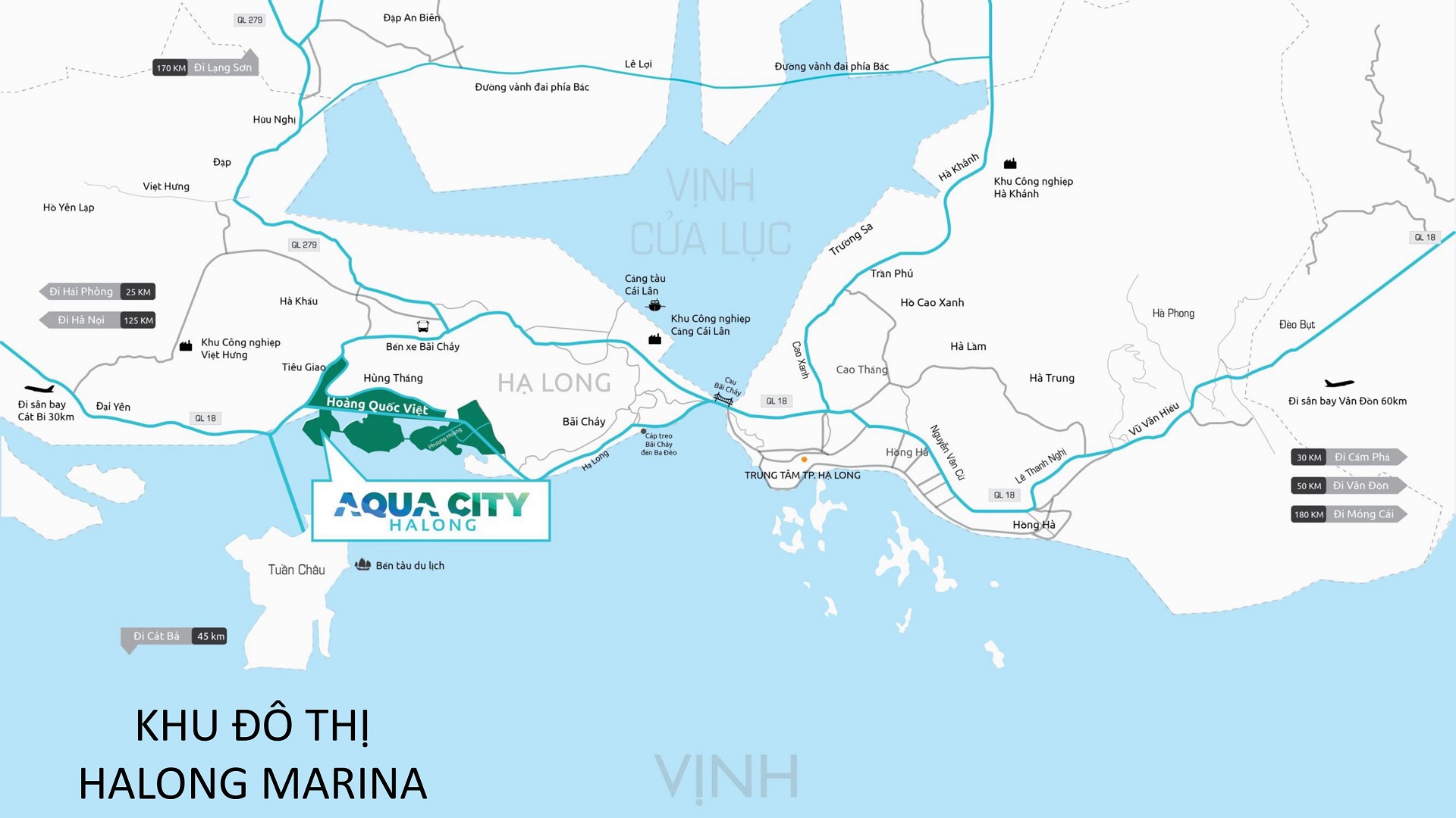 vị trí dự án aqua city hạ long