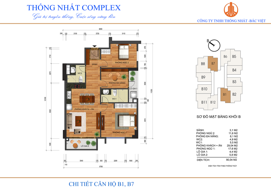 thiết kế căn hộ b1,b7 thống nhất complex
