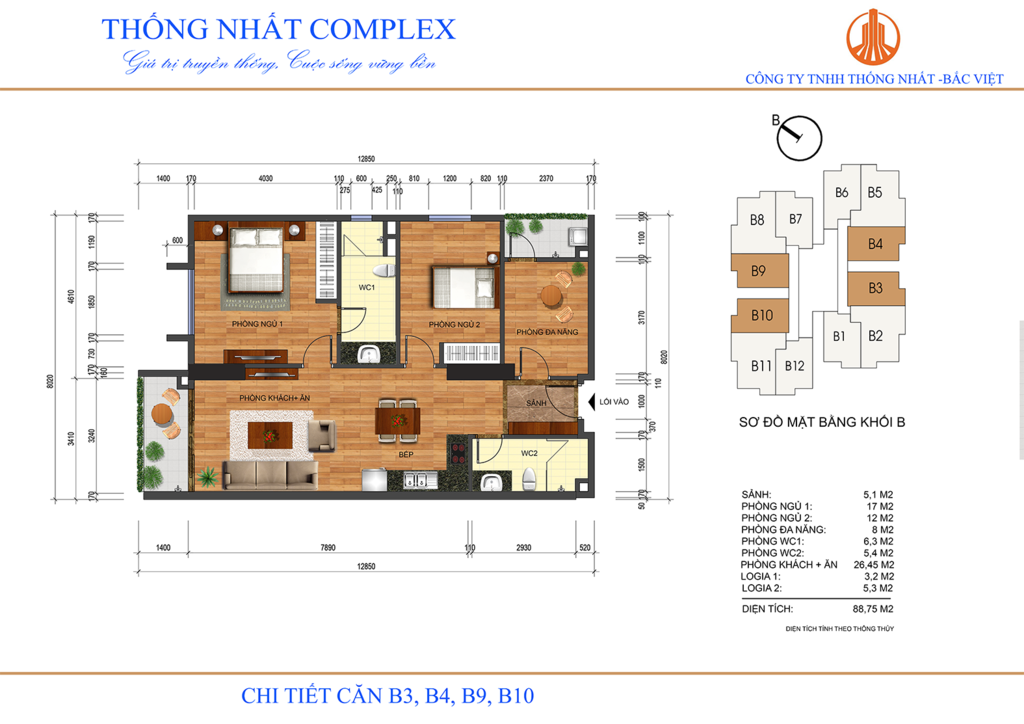thiết kế căn hộ b3,b4,b9,b10 thống nhất complex