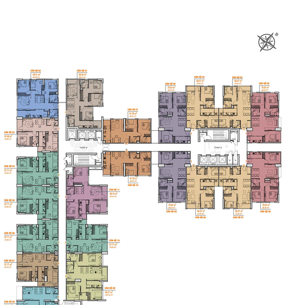 mặt bằng chung cư bea sky tầng 11 – 15 và 21 – 26
